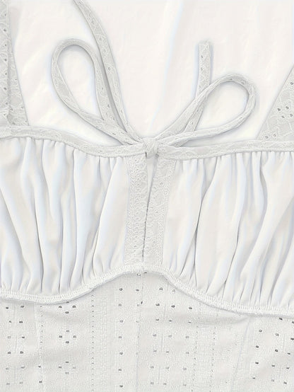 Damen Bustier Top im Corsagen-Stil mit Stickerei und Schleifendetail – Modisches Sommer-Oberteil für Alltag und Party
