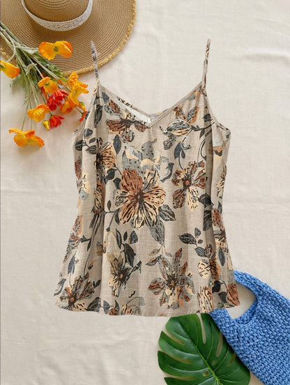 Damen Blusentop mit Blumenmuster und Spaghettiträgern – Elegantes Sommer-Top im Boho-Stil
