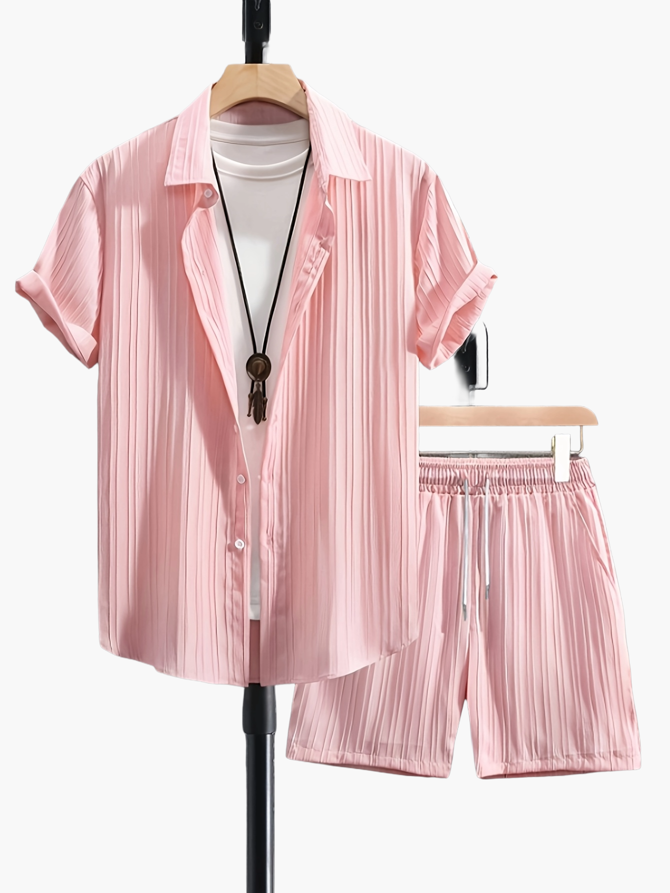 Herren Freizeit Set – Kurzarm Hemd und Shorts, Moderner Sommer Look, Sportlich und Lässig