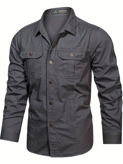 Herren Outdoor-Freizeithemd im Utility-Stil – Langarm, Casual, ideal für Abenteuer und Alltag