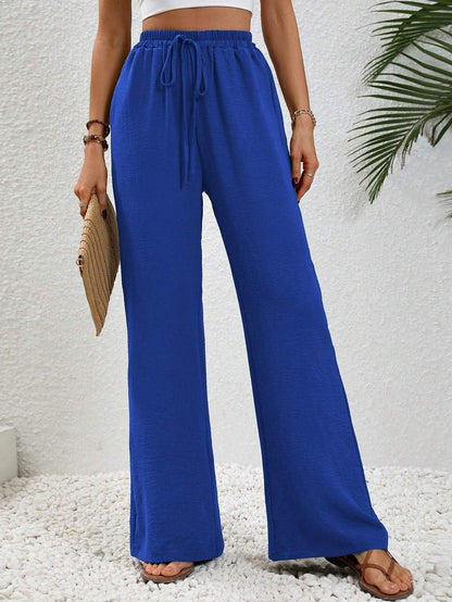 Stephanie – Weit geschnittene Damenhose mit Kordelzug und Taschen