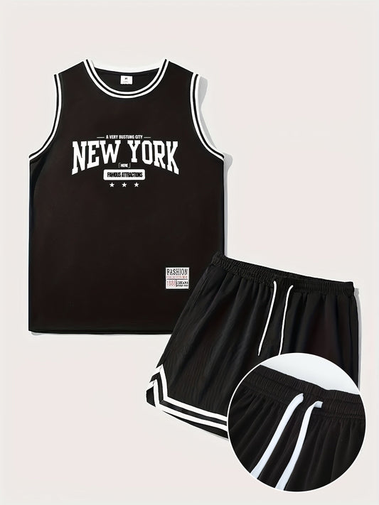 Herren Basketball-Set New York Sport Outfit Freizeit Trainingsanzug