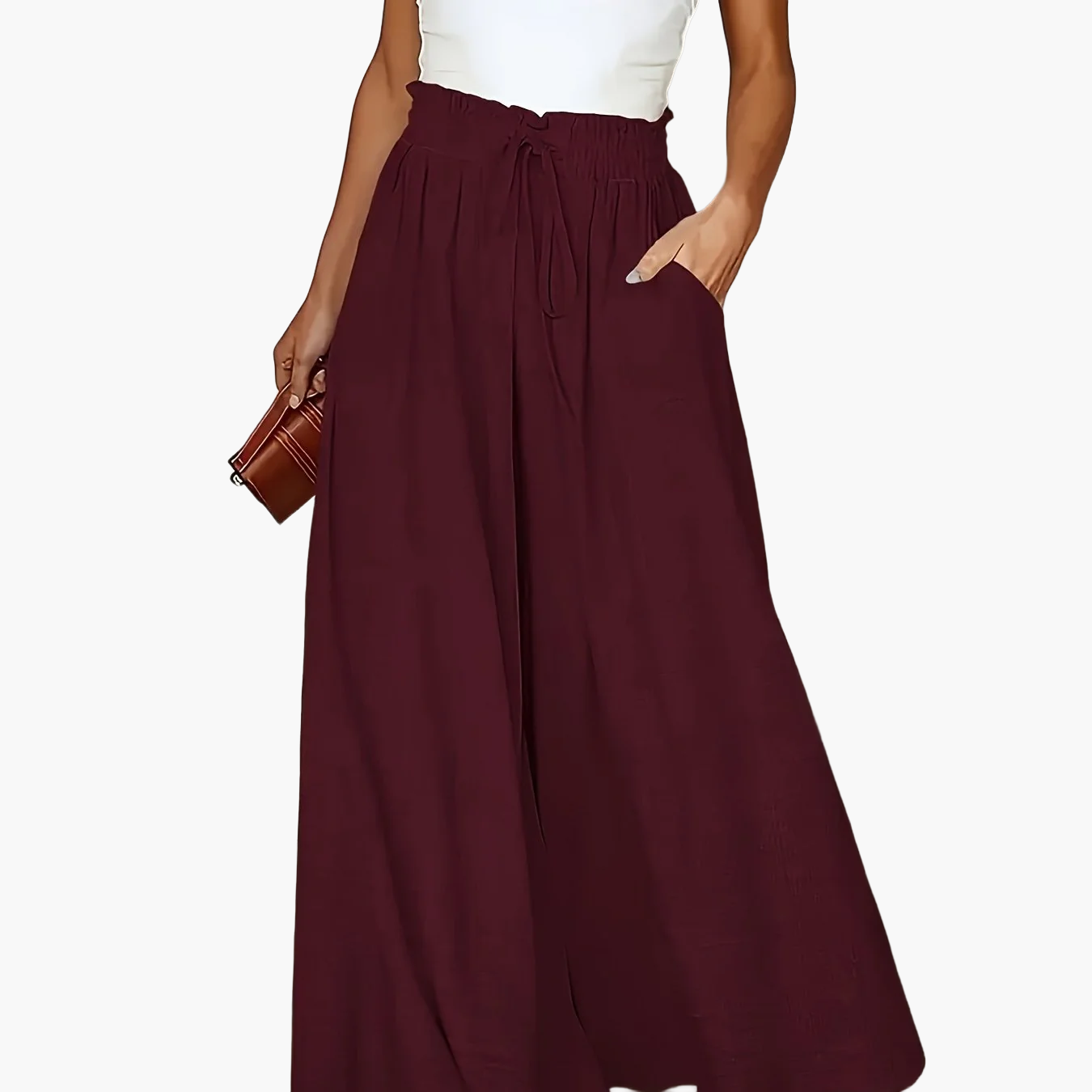 Damen Elegante Maxirock mit Hoher Taille und Bindegürtel – Weit Geschnitten, Perfekt für Alltag & Urlaub