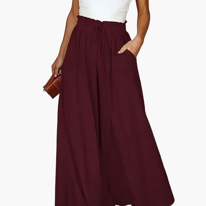 Damen Elegante Maxirock mit Hoher Taille und Bindegürtel – Weit Geschnitten, Perfekt für Alltag & Urlaub