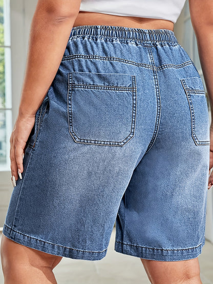 Damen Bermuda Jeans Shorts mit Kordelzug – Legerer Freizeitstil für Alltag & Sommer