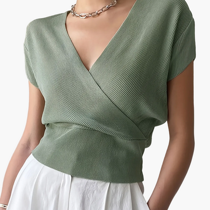 Damen Wickelshirt mit Kurzarm – Elegantes Freizeit-Top im modernen Design