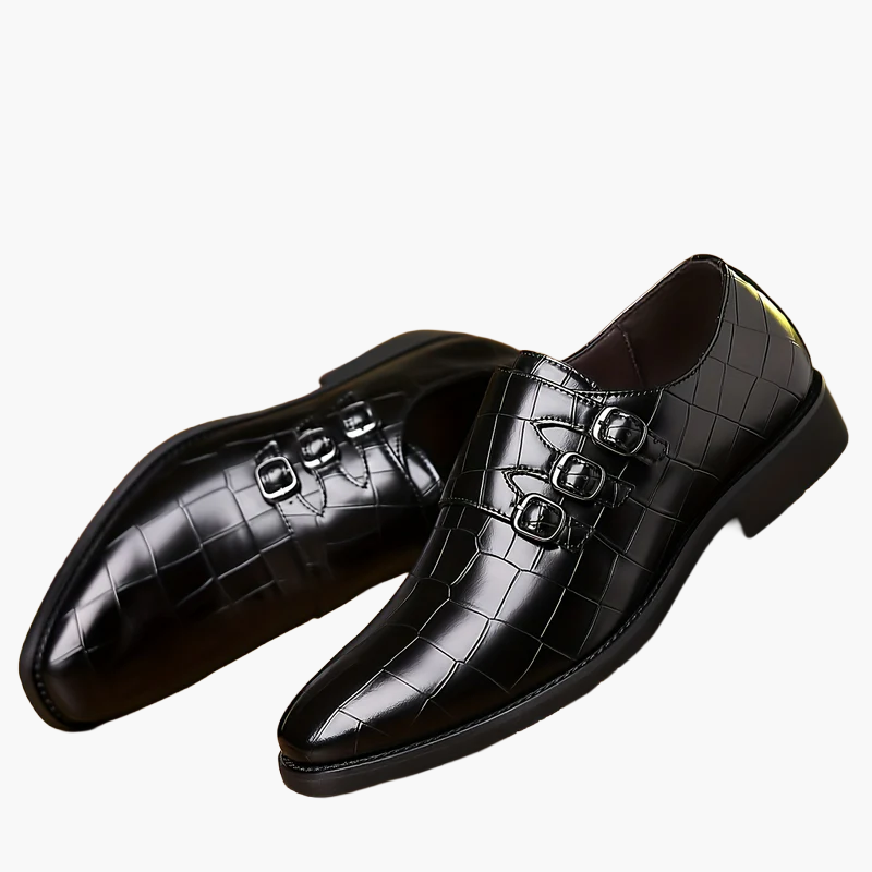 Herren Business-Slipper Vintage mit Dreifach-Schnalle – Elegante Schuhe für Büro & festliche Anlässe