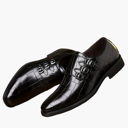 Herren Business-Slipper Vintage mit Dreifach-Schnalle – Elegante Schuhe für Büro & festliche Anlässe
