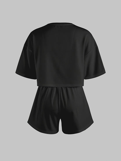 Damen Pyjama-Set mit blauen Herz-Prints – Lässige Homewear für gemütliche Wintertage