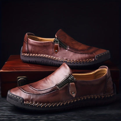Herren Vintage Mokassin-Slipper mit Reißverschluss – Bequeme Freizeitschuhe für Alltag und Party