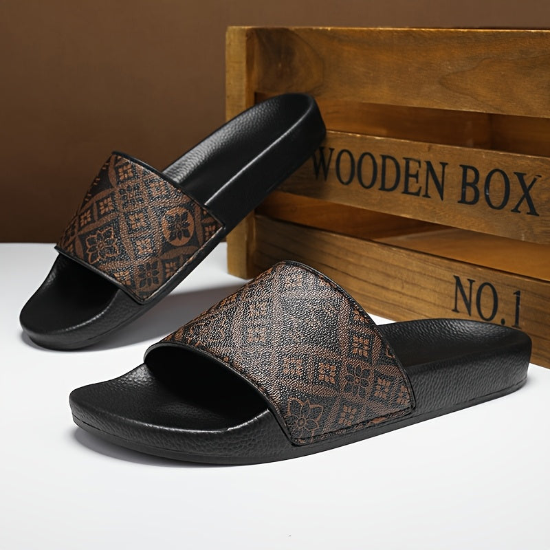 Herren Slide Sandalen mit geometrischem Muster – Stilvolle Freizeitschuhe für Alltag & Entspannung