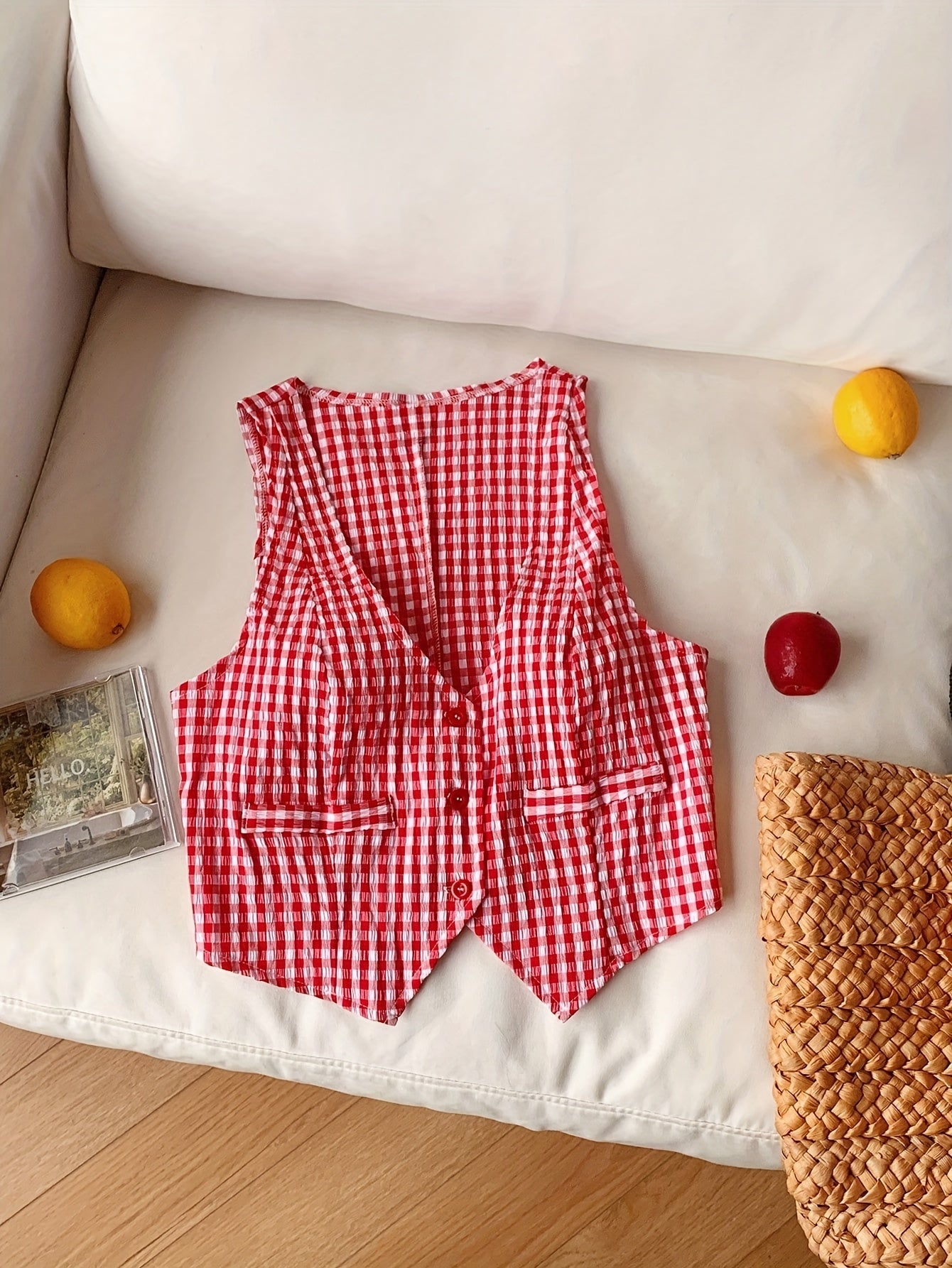 Damen Vintage Vichy-Karo Weste – Eleganter Sommer-Look für Freizeit und Alltag