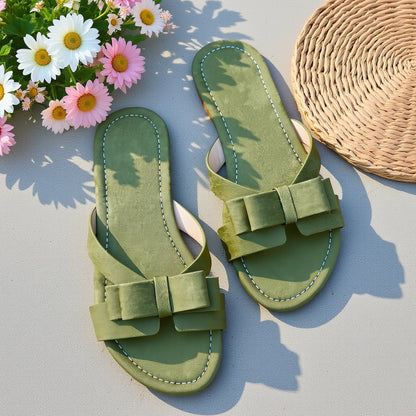 Damen Elegante Flache Sandalen mit Schleife – Stilvolle Sommerschuhe für Alltag & Freizeit