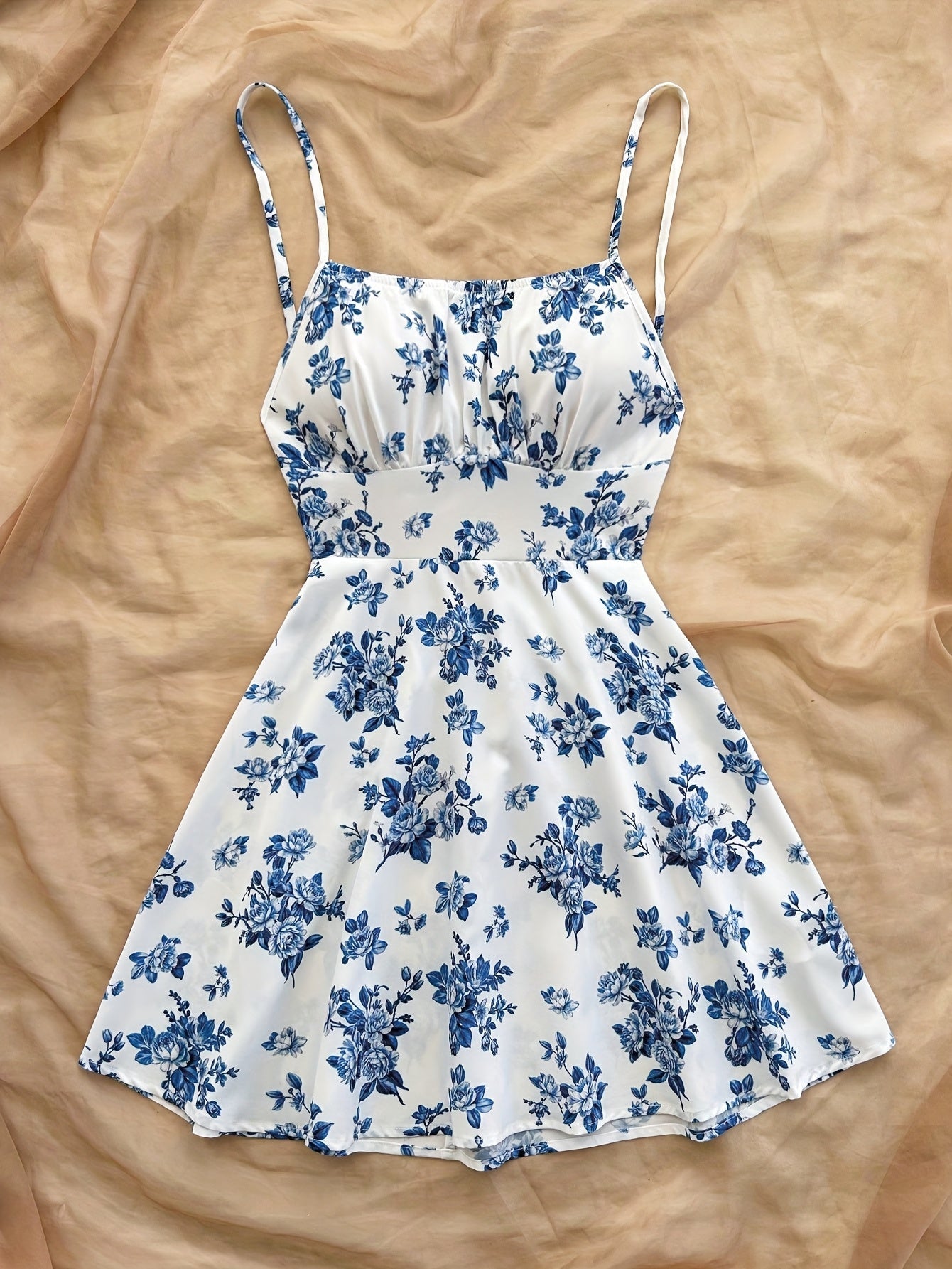 Damen Sommerkleid Elegant mit Blumenmuster und Spaghettiträgern – Perfekt für Freizeit und besondere Anlässe