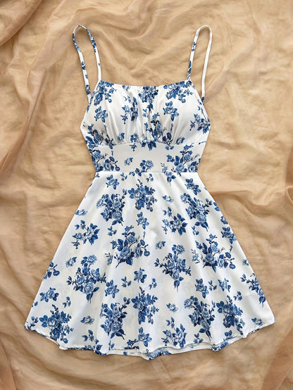 Damen Sommerkleid Elegant mit Blumenmuster und Spaghettiträgern – Perfekt für Freizeit und besondere Anlässe