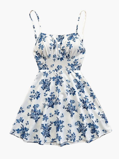 Damen Sommerkleid Elegant mit Blumenmuster und Spaghettiträgern – Perfekt für Freizeit und besondere Anlässe