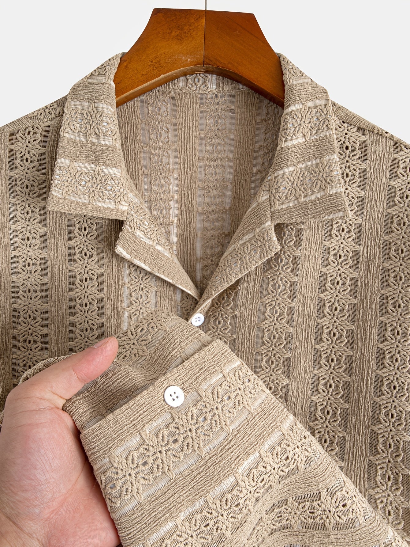 Herren Kurzarm Resorthemd mit Spitze – Eleganter Freizeitstil für Sommer und Urlaub