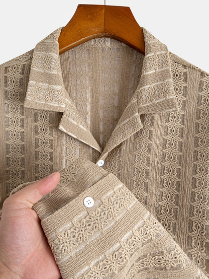 Herren Kurzarm Resorthemd mit Spitze – Eleganter Freizeitstil für Sommer und Urlaub