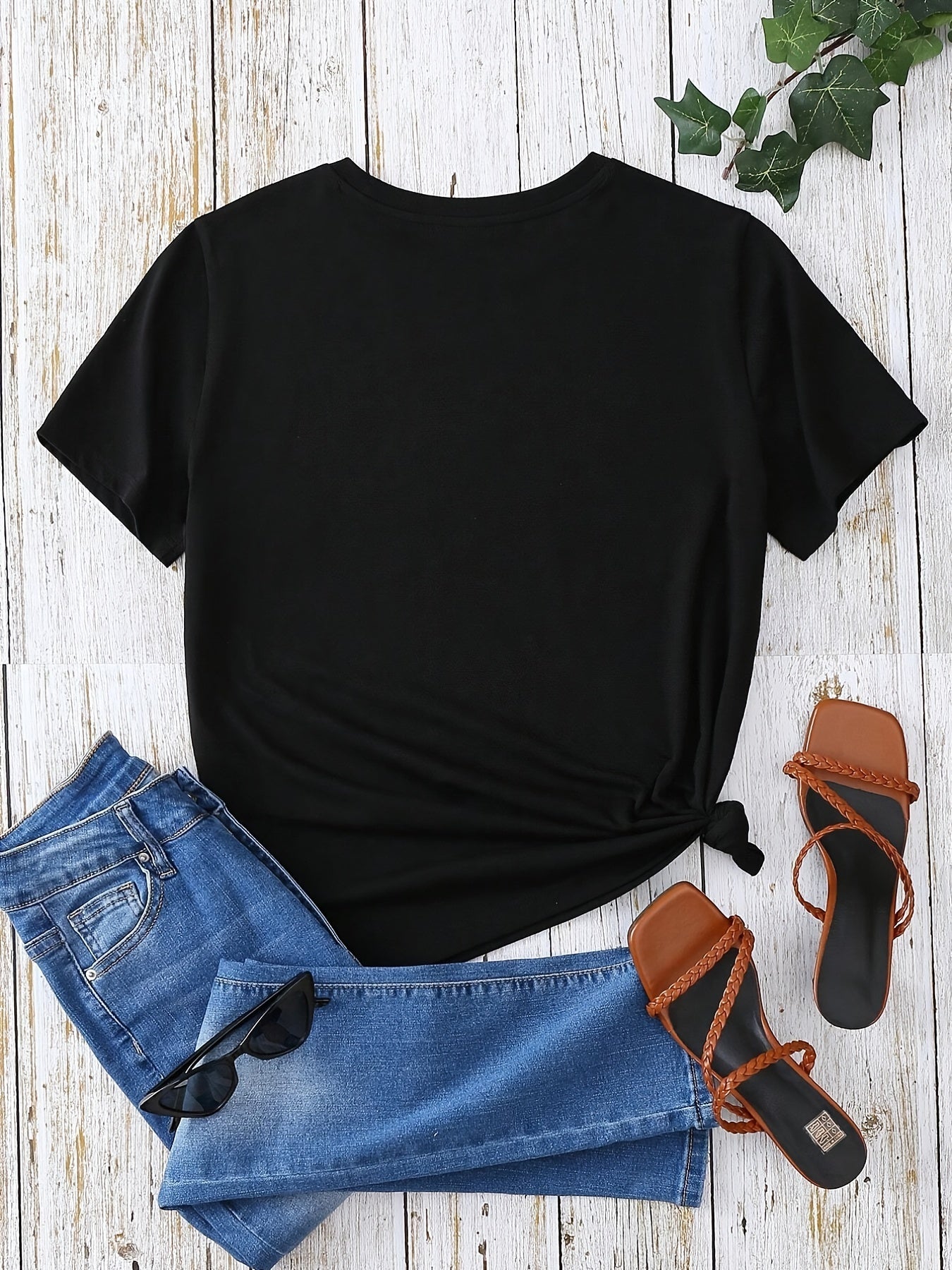Damen T-Shirt mit Blumen- und Federprint, Casual Style, Ideal für Sommer und Freizeit
