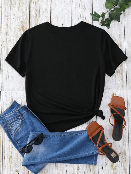 Damen T-Shirt mit Blumen- und Federprint, Casual Style, Ideal für Sommer und Freizeit