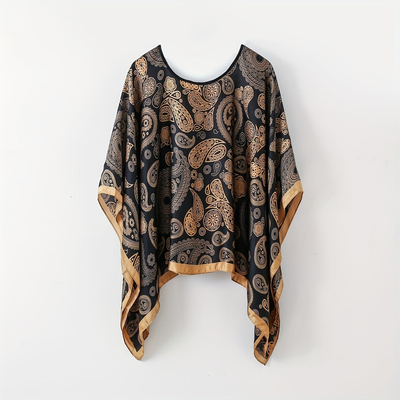 Damen Elegante Boho Tunika – Luftiges Strandponcho mit Blumenmuster, Ideal für Urlaub & Freizeit