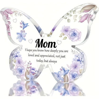 Schmetterling Deko Muttertag – Elegantes Acryl Geschenk für Mama, Vintage Stil, Tischdekoration mit Blumendesign und Spruch