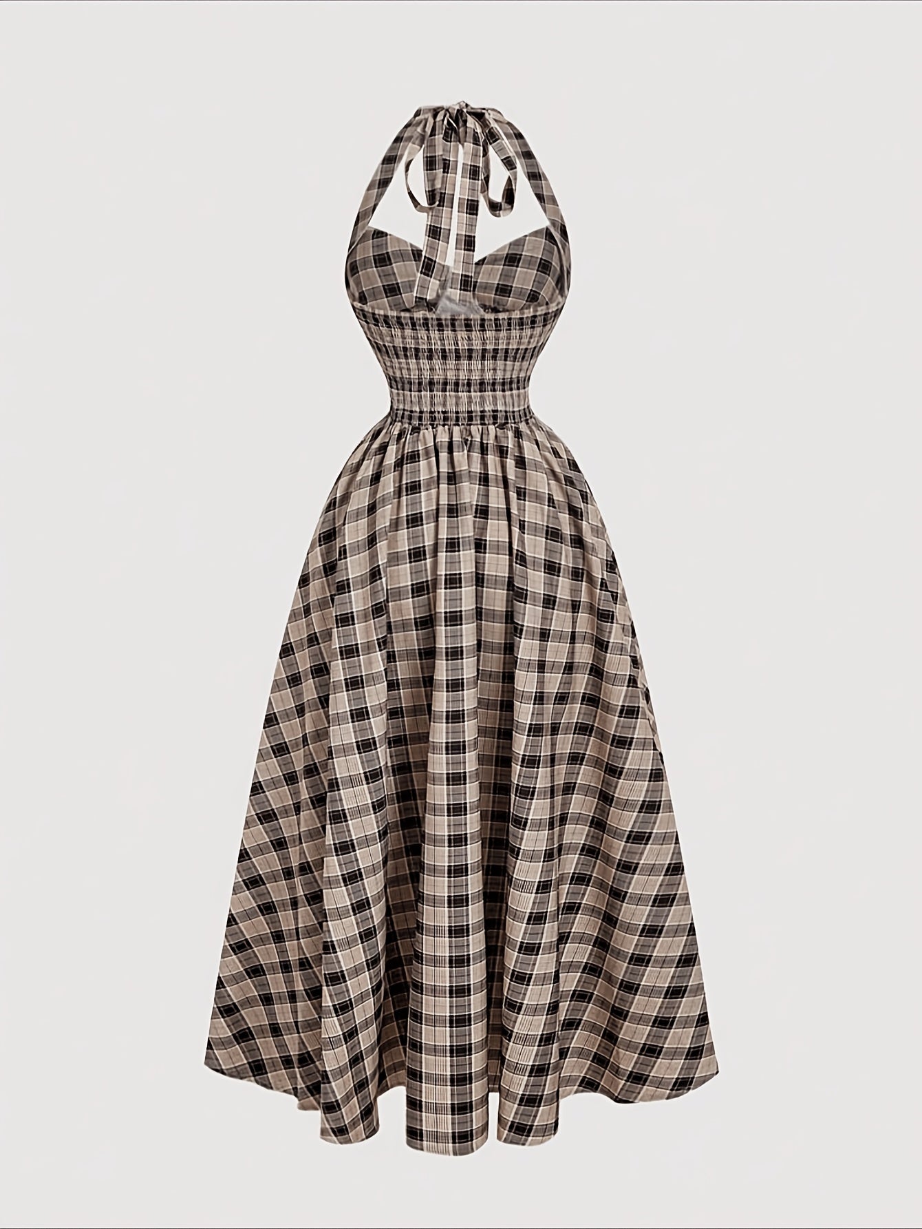 Damen Vintage Cocktailkleid mit Halterneck und schwingendem Rock – Elegantes Retro Abendkleid