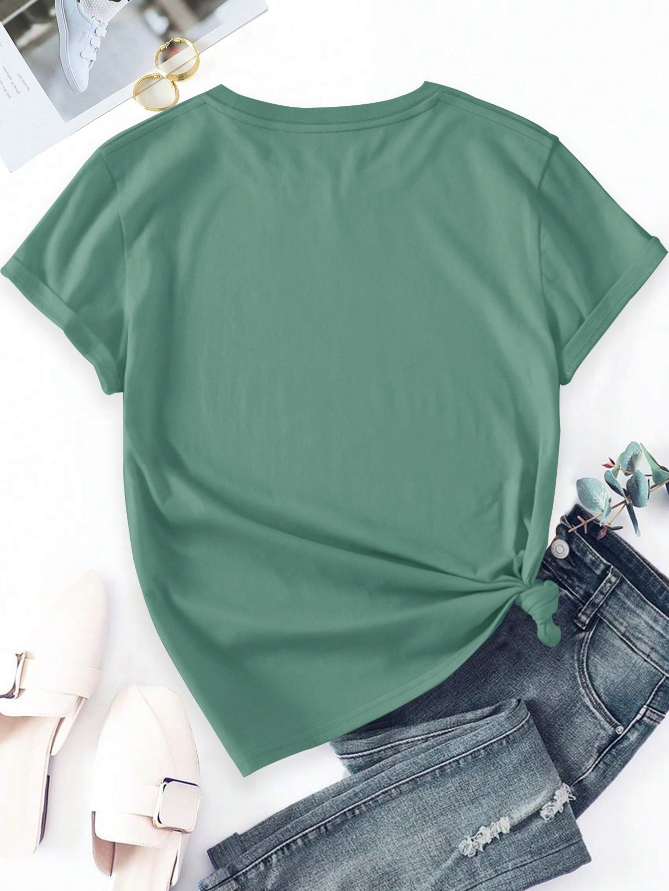 Damen T-Shirt mit Wildblumen-Print – Künstlerisches Blumenmotiv, Kurzarm, Modern Freizeitstil
