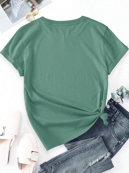 Damen T-Shirt mit Wildblumen-Print – Künstlerisches Blumenmotiv, Kurzarm, Modern Freizeitstil