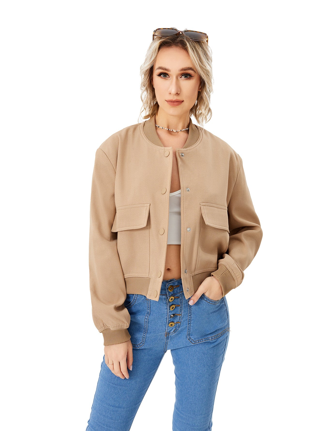 Nicole – Leichte Damenbomberjacke im Cropped-Design