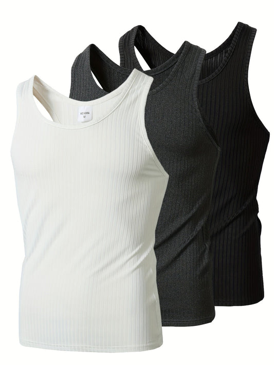 Herren Sport-Tanktop Set – Bequeme Ribbed Fitness Tops für Training & Freizeit