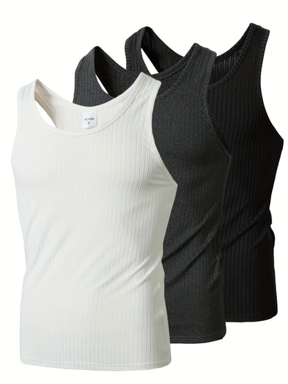 Herren Sportliche Tanktops 3er-Pack – Bequeme Freizeit- und Fitnessshirts