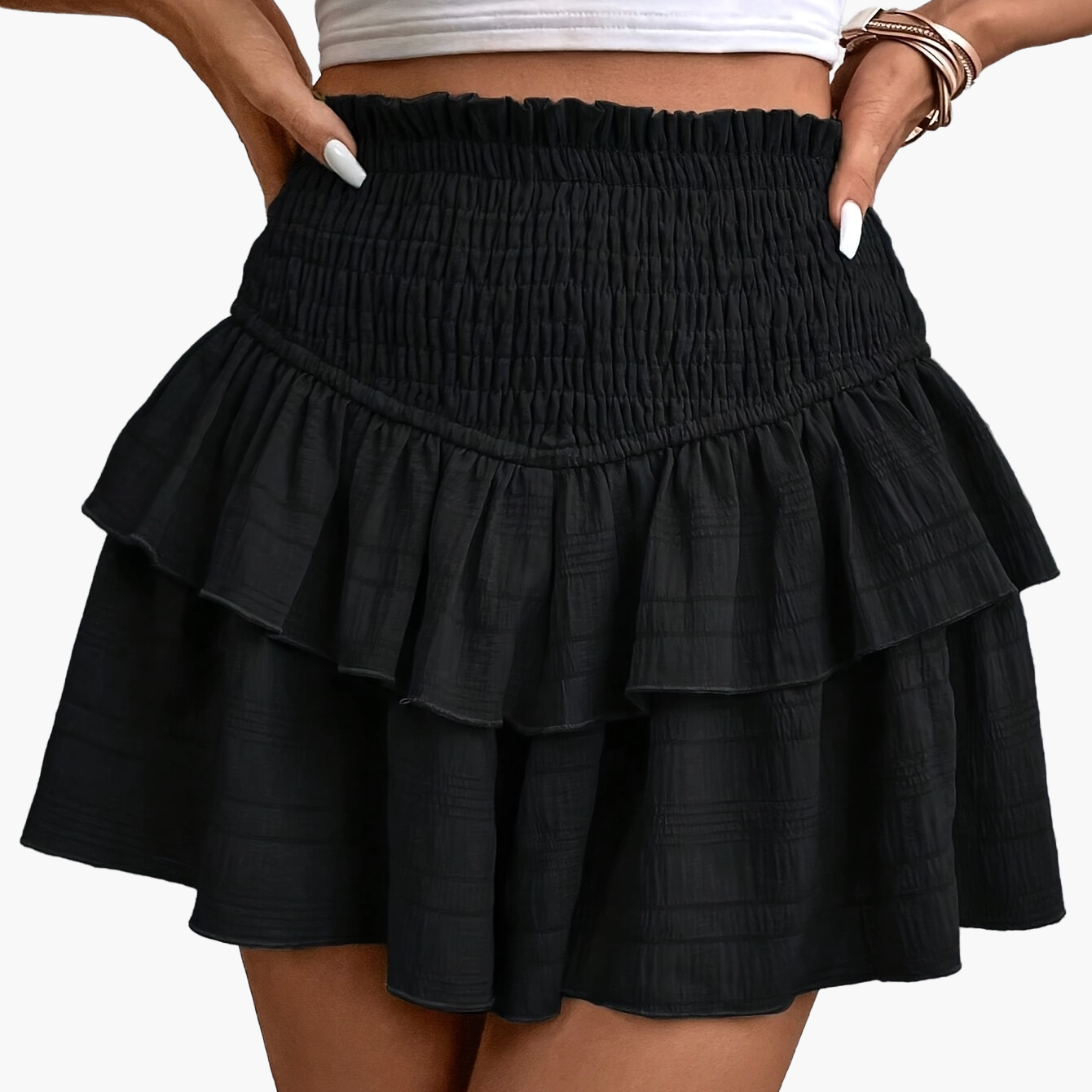 Damen Rüschen-Minirock mit hoher Taille im lässigen Sommerstil