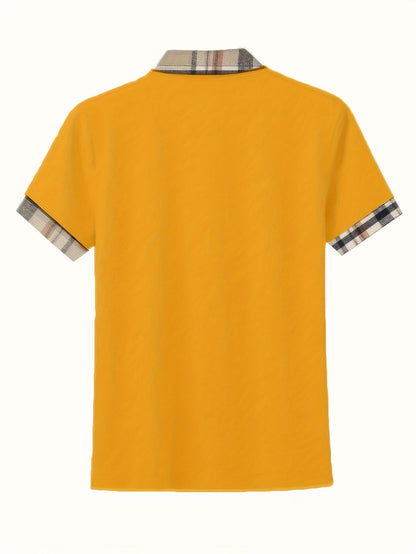 Damen Poloshirt mit Reißverschluss-Kragen und Karodetails – Modisches Freizeitshirt für Alltag und Ausgehen