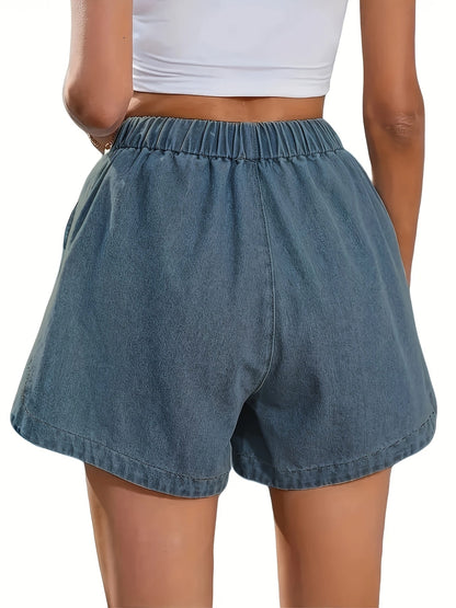 Damen Freizeit-Shorts mit lockerem Schnitt und Kordelzug – Bequeme Jeansshorts für Alltag und Sommer