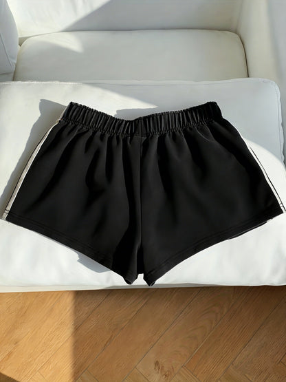 Damen Sport Shorts mit Streifen – Bequeme Trainingshose für Fitness & Freizeit