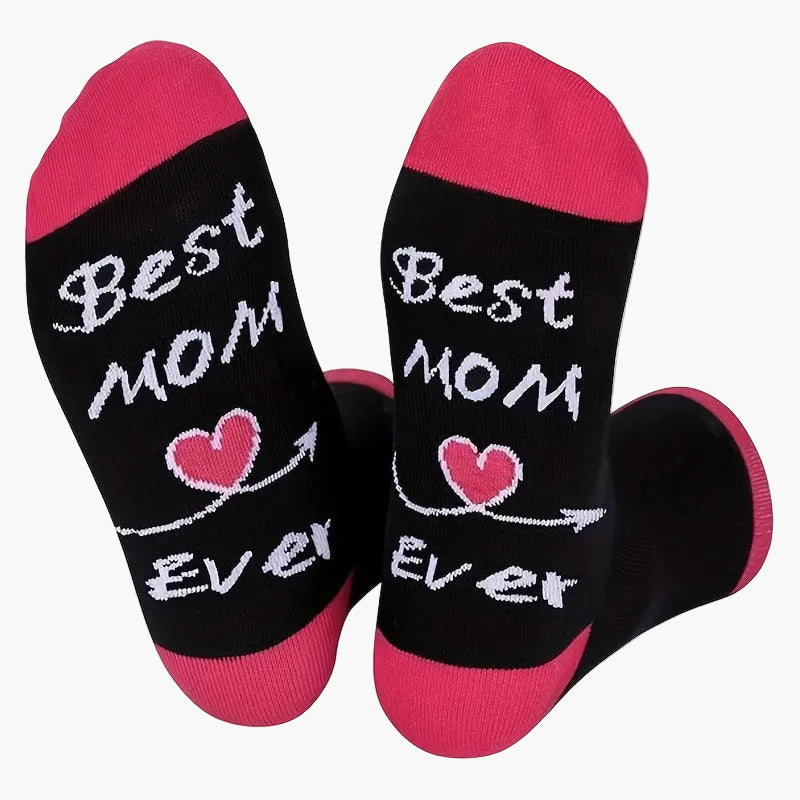 Damen Socken zum Muttertag – Lustige Geschenkidee mit 'Best Mom Ever' Aufdruck – Bequeme Freizeitsocken für Mütter