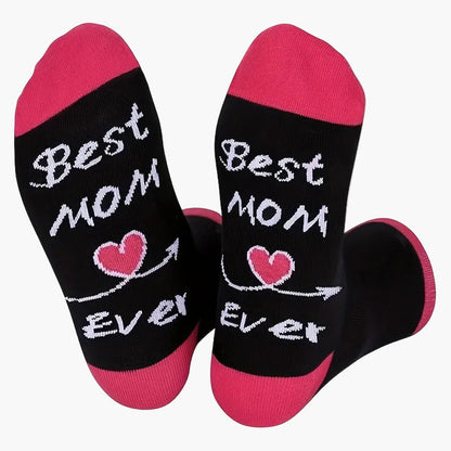 Damen Socken zum Muttertag – Lustige Geschenkidee mit 'Best Mom Ever' Aufdruck – Bequeme Freizeitsocken für Mütter