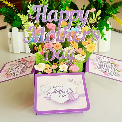 Pop-Up Grußkarte zum Muttertag für Damen – 3D Blumenstrauß Dekorative Geschenkbox mit Blumenmotiv