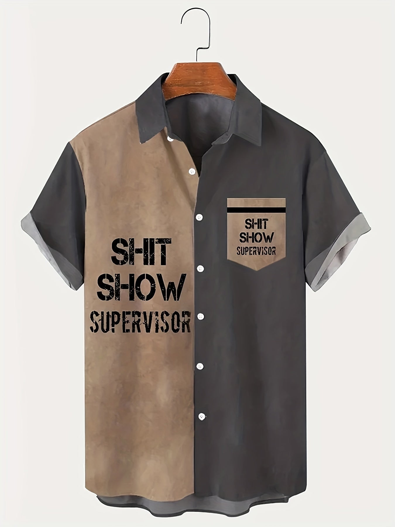 Herren Vintage Kurzarm Hemd – Lustiges Shit Show Supervisor Statement, Lockerer Sommerstil