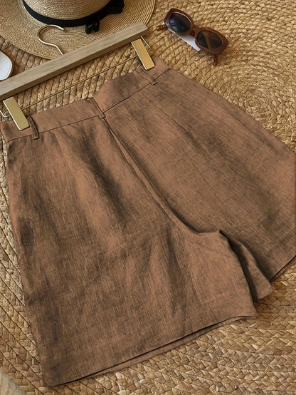 Damen Vintage Sommer-Shorts mit Bundfalten – Eleganter Freizeitstil für warme Tage