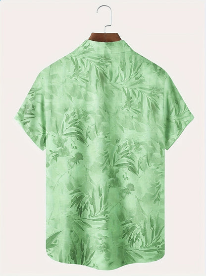 Herren Freizeithemd mit botanischem Print – Perfekt für Urlaub und Sommer