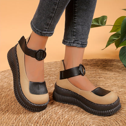 Damen Vintage Mary Jane Plateau-Schuhe für Alltag und Freizeit