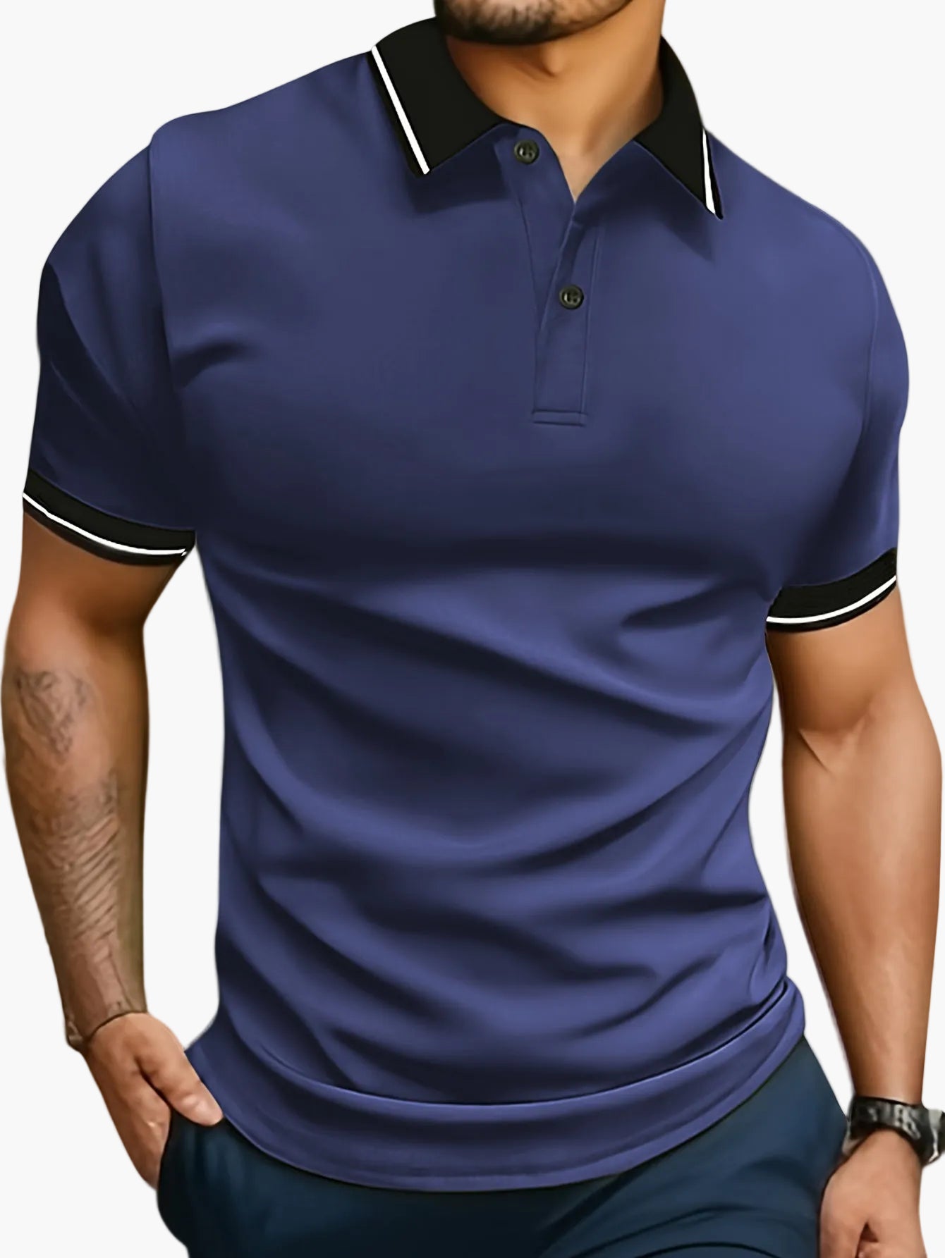 Herren Polo Shirt Modern Freizeitstil mit Kontrastkragen – Kurzarm, Bequemer Schnitt, Ideal für Alltag & Freizeit