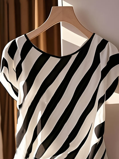 Damen Boho-Bluse mit Paisley-Muster und asymmetrischem Knoten – Elegantes Sommer-T-Shirt für Freizeit und Büro