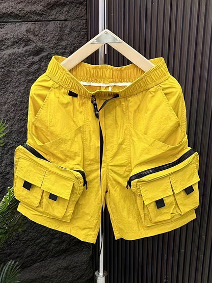 Herren Utility Cargo Shorts mit großen Taschen und verstellbarem Gürtel – Streetwear & Outdoor Style
