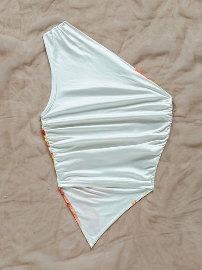 Damen Ein-Schulter Body mit Blumenmuster – Eleganter Sommer-Style für Alltag & Urlaub