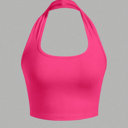 Damen Halterneck Crop Top – Rückenfrei, Sommer, Modisch, Freizeit