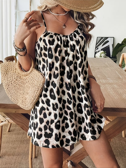 Damen Sommer Jumpsuit mit Leopardenmuster – Lässiger, weiter Playsuit für Urlaub und Alltag