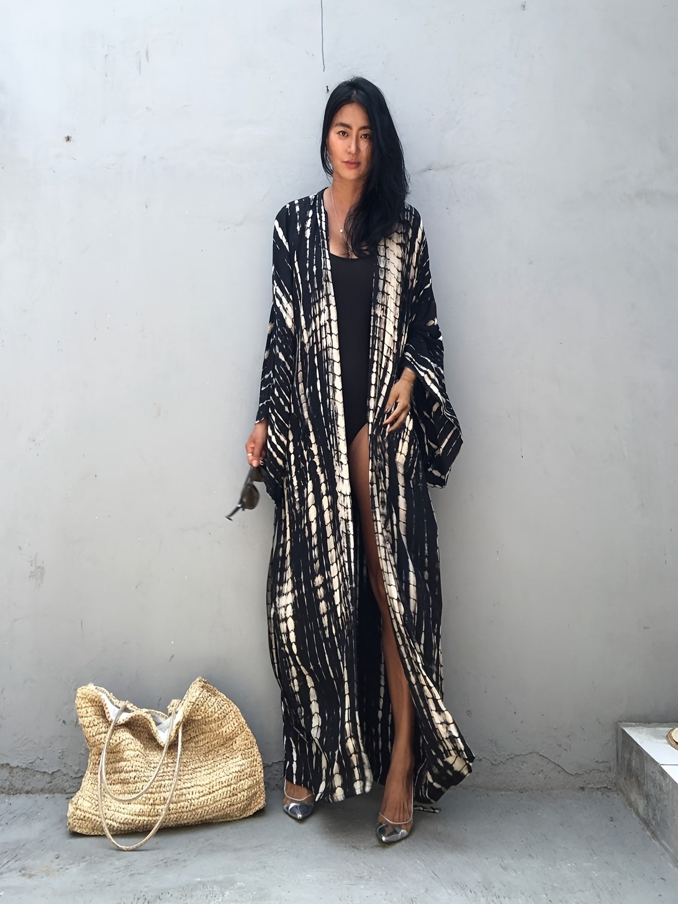 Damen Maxikleid Kimono Style – Eleganter Überwurf für Strand und Urlaub